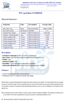 Pvc Liner (Donatılı)