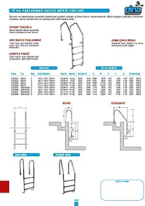 Pina Paslanmaz Havuz Merdivenleri